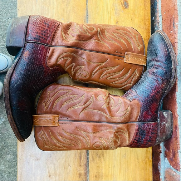 Wrangler | Vintage WB Masterson Special Edition Brown Cowboy Boots 9.5 - Picture 4 of 8